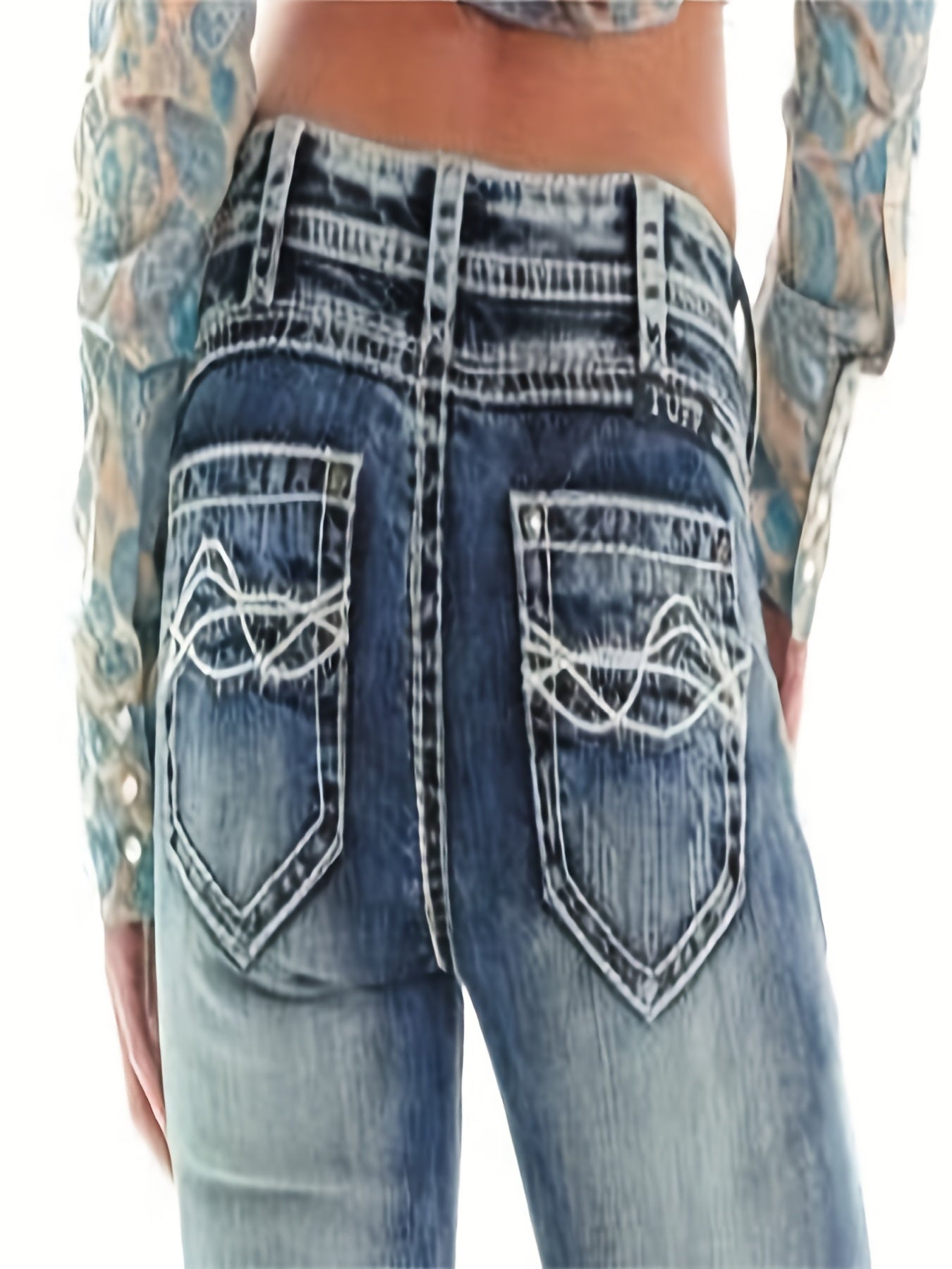 「binfenxie」Ivory Top-stitching Mid Rise Boot Cut Jeans, Vintage Wash Zipper Button Closure Riding Denim Pants, Women's Denim Jeans & Clothing