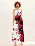 「binfenxie」Floral Print Pocket Dress, Casual Pocket Waist Summer Swing Long Dresses, Women's Clothing