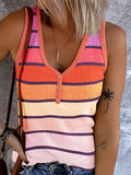「binfenxie」Striped Tank Top, Sleeveless Casual Every Day Top For Summer & Spring, Women's Clothing