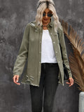 「binfenxie」Solid Color Distressed Denim Thin Jacket, Raw Hem One Patch Pocket Denim Shirt Coat, Women's Denim & Clothing