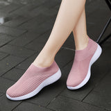 「binfenxie」Women's Solid Color Casual Shoes, Lightweight Breathable Slip On Socks Shoes, Low Top Sneakers
