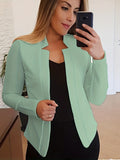 「binfenxie」Solid Split Open Front Blazer, Elegant Long Sleeve Blazer, Elegant & Stylish Tops For Office & Work, Women's Clothing