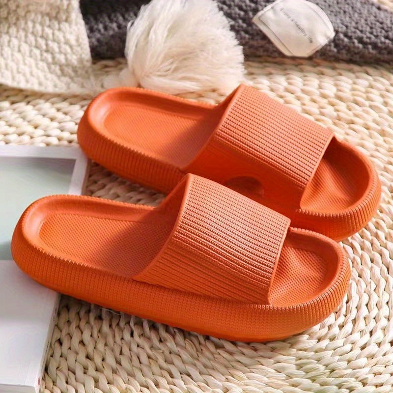 「binfenxie」Women's Soft & Comfy Indoor Pillow Slides - Solid Color Open Toe Slippers for Bathroom & Home