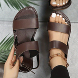 「binfenxie」Women's Stylish Flat Ankle Strap Sandals - Non-slip Open Toe Casual Beach Shoes