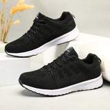 「binfenxie」Women's Leisure Knit Sneakers, Lightweight Low Top Lace Up Solid Color Casual Shoes, Women's Running Shoes