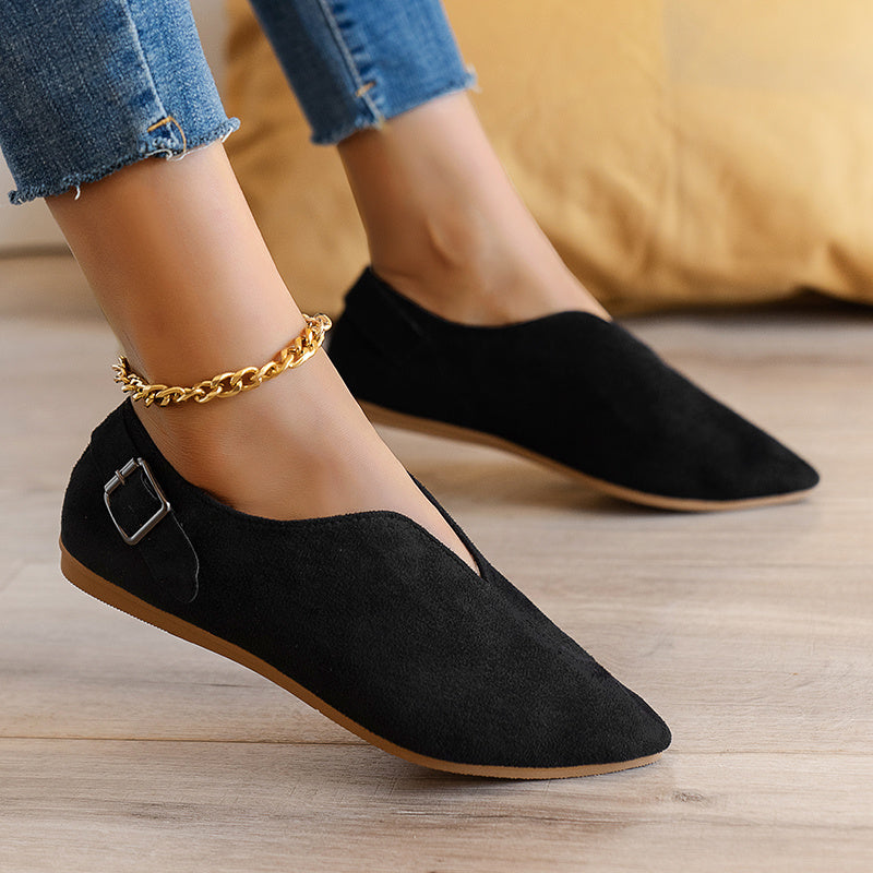「binfenxie」Women's Loafers, Slip-on Casual Shoes, Suede Soft Pointed Toe Flats