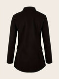 「binfenxie」Solid Stand Collar Button Front Blazer, Casual Long Sleeve Blazer For Spring & Fall, Women's Clothing
