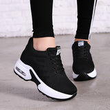 「binfenxie」Women's Lightweight Mesh Sneakers, Platform Low Top Lace Up Height Increased Casual Shoes, Women's Sport Footwear