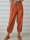 「binfenxie」Boho Baggy Harem Pants With Pockets, Drawstring Waist Casual Pants For Spring & Summer, Women's Clothing