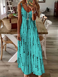 「binfenxie」Tie Dye Striped Spaghetti Dress, Casual Sleeveless V Neck Maxi Cami Dress, Women's Clothing