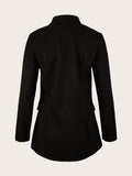 「binfenxie」Women Solid Petite Blazers Casual Work Suit Jackets Slim Open Front Short Sleeve Blazers, Elegant & Stylish Outwear For Office & Work, Women's Jacket & Coat
