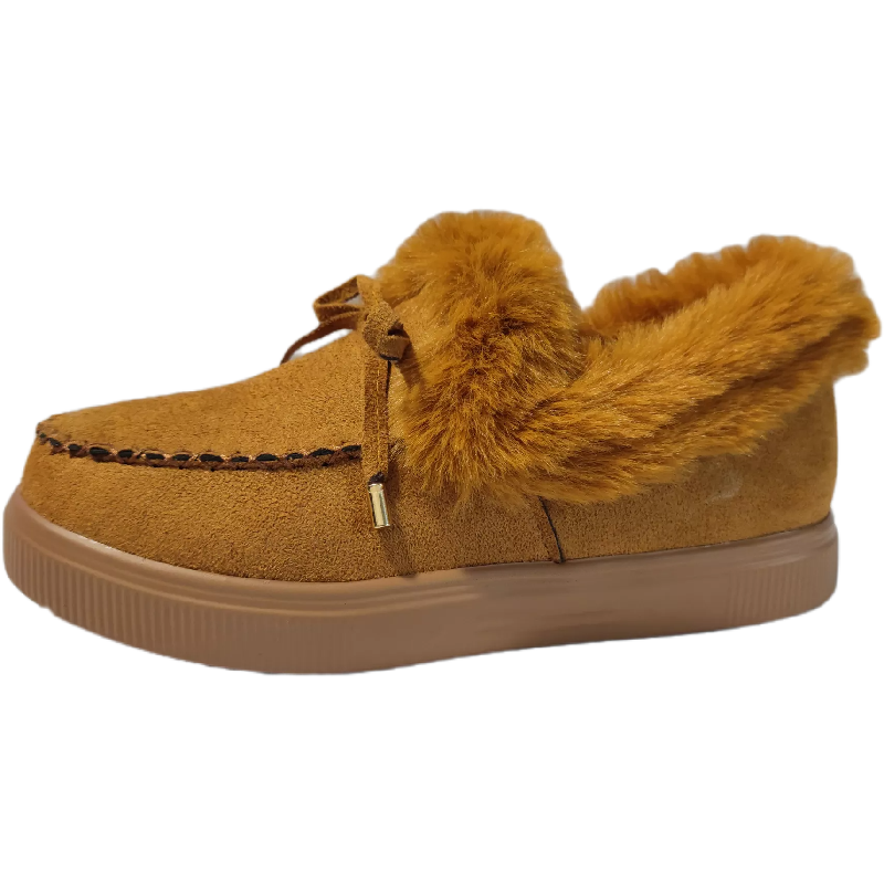 「binfenxie」Women's Cozy Fleece Platform Slip-on Shoes - Perfect for Winter Weather!