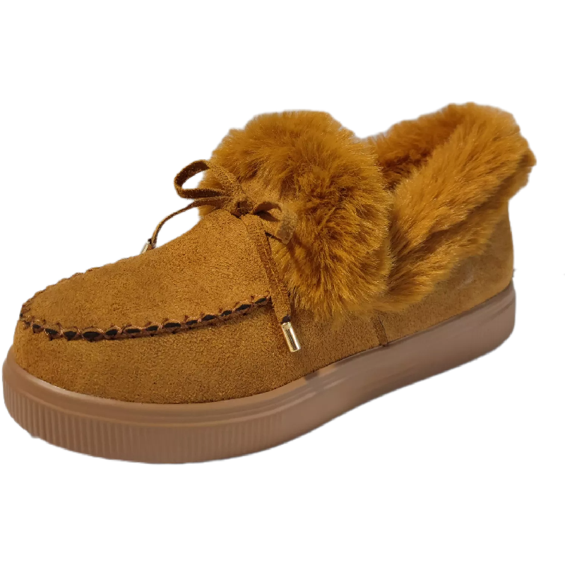「binfenxie」Women's Cozy Fleece Platform Slip-on Shoes - Perfect for Winter Weather!