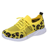 「binfenxie」Women's Breathable & Lightweight Sneakers, Leopard Pattern Lace-up Running Shoes, Women's Footwear