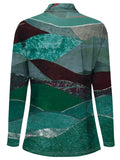 「binfenxie」Graphic Print Zipper V Neck T-shirt, Vintage Geometric Loose Long Sleeve Summer T-Shirts Tops, Women's Clothing