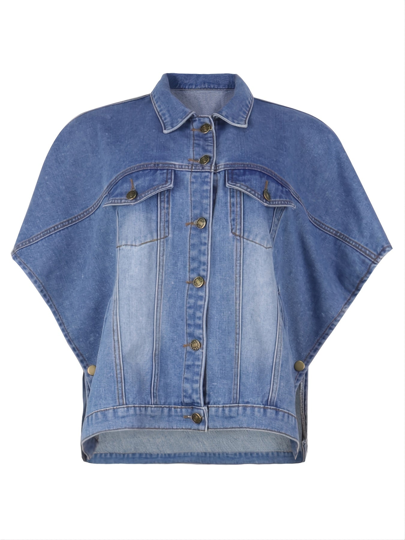 「binfenxie」Loose Denim Cloak Jackets, Women's Denim Poncho Cloak Cape, Washed Blue Denim Jackets, Denim Vest