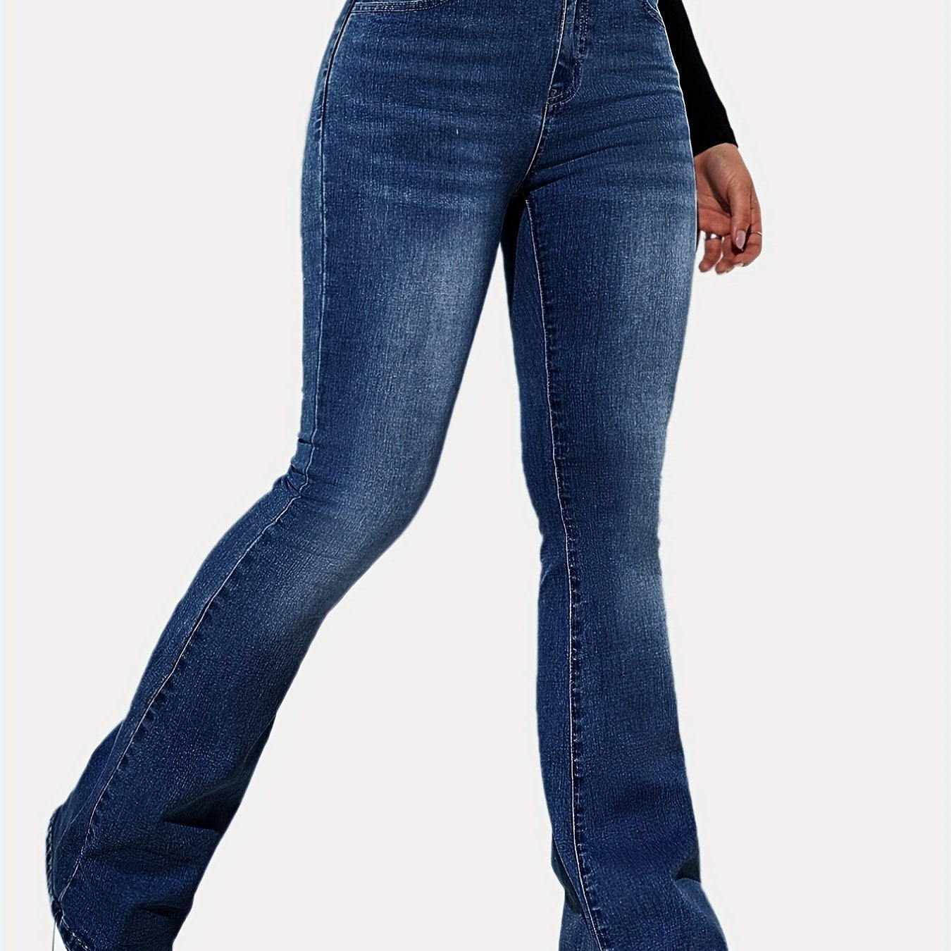 「binfenxie」Curvy Stretchy Bootcut Flare Denim Jeans, High Waist Stretch Fitted Skinny Flare Jeans, Women's Denim Jeans & Clothing