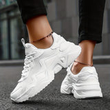 「binfenxie」Women's White Breathable Mesh Sneakers, Comfortable Low Top Lace Up Shoes, Women's Casual Walking Shoes