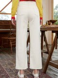 「binfenxie」Causal Solid Color Double Buttons Jeans, Slash Pockets Loose Chic Straight Leg Denim Pants,Women's Denim Jeans & Clothing