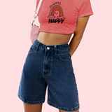 「binfenxie」High Waist Denim Shorts, Loose Fit High Rise Slash Pockets Non-Stretch Short Denim Pants, Women's Denim Jeans & Clothing