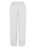 「binfenxie」Solid Elastic Waist Pants, Casual Loose Beach Pants With Pockets, Women's Clothing