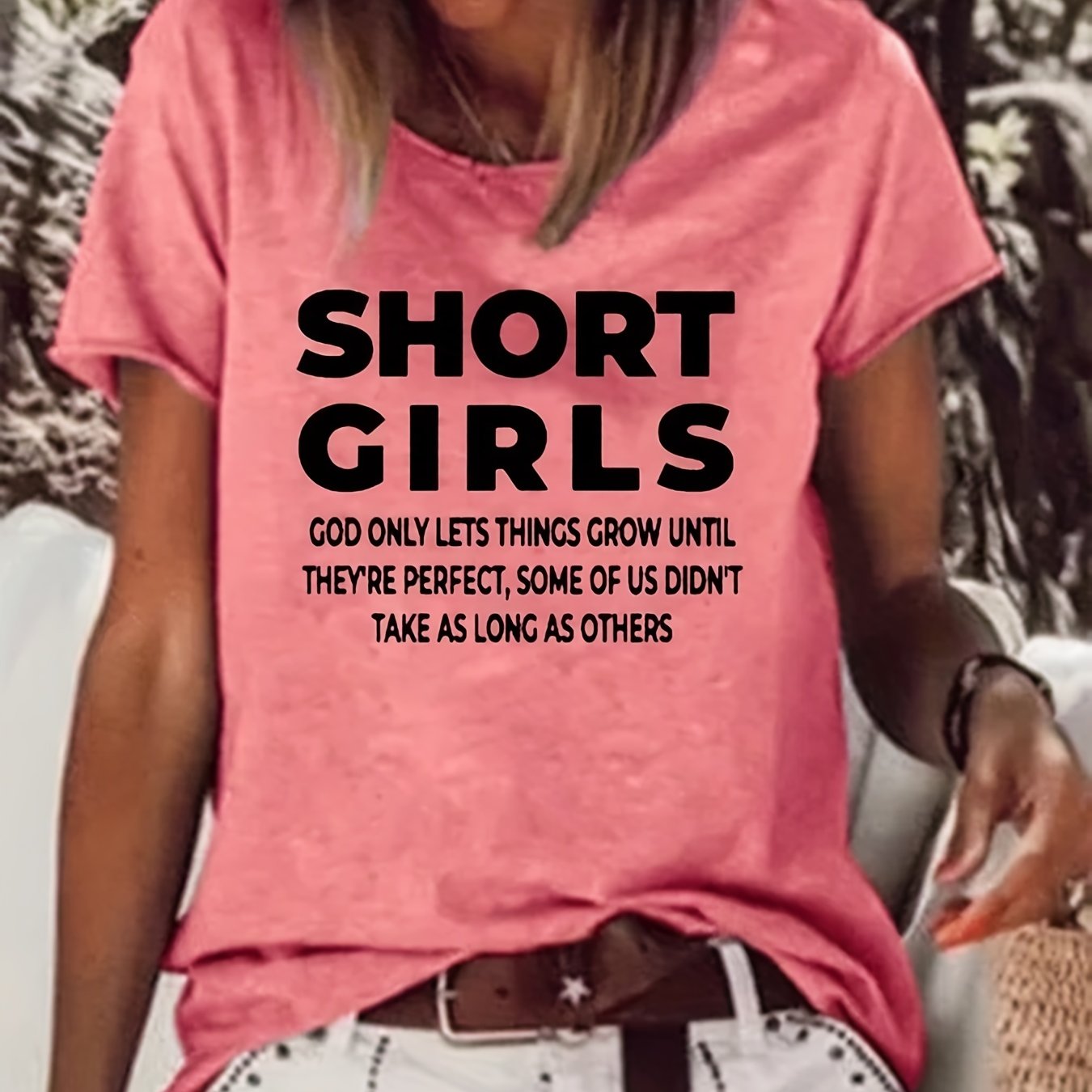 「binfenxie」Letter Print Crew Neck T-Shirt, Casual Short Sleeve T-Shirt For Spring & Summer, Women's Clothing