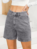 「binfenxie」Washed Water Ripple Embossed Shorts, Slash Pockets Causal Vintage Denim Pants, Women's Denim Jeans & Clothing