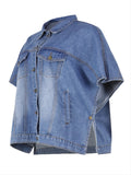 「binfenxie」Loose Denim Cloak Jackets, Women's Denim Poncho Cloak Cape, Washed Blue Denim Jackets, Denim Vest