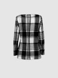 「binfenxie」Plaid Button Down Long Sleeve Lapel Coat, Fashion Winter Blazer, Women's Clothing
