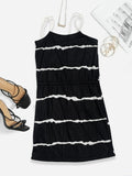 「binfenxie」Color Block Cami Dress, Drawstring Waist Sleeveless Dress For Summer & Spring, Women's Clothing