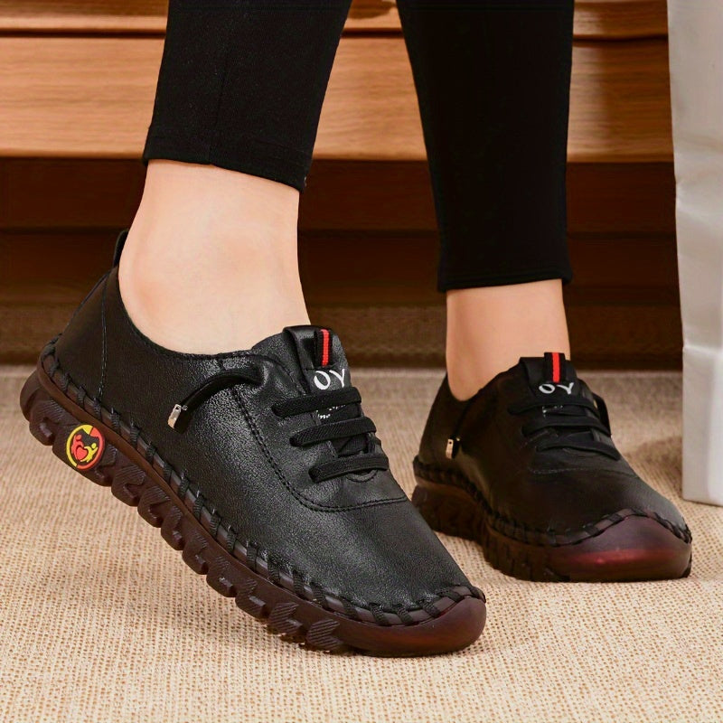 「binfenxie」Women's Handmade & Comfortable Flat Loafers, Breathable & Lightweight Non Slip Lace Up Slip On Shoes, Women's Footwear