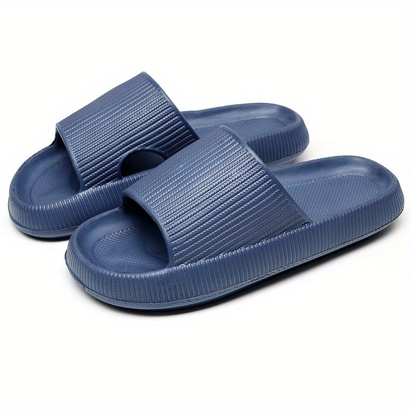 「binfenxie」Women's Indoor Pillow Slides, Solid Color Soft Sole Open Toe Bathroom Slippers, House EVA Slippers