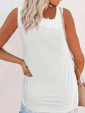 「binfenxie」Lace Trim Knot Vest, Casual Asymmetrical Neck Sleeveless Summer Vest, Women's Clothing