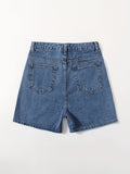 「binfenxie」Blue Non-Stretrch Denim Shorts, Slash Pockets Versatile Short Denim Pants, Women's Denim Jeans & Clothing