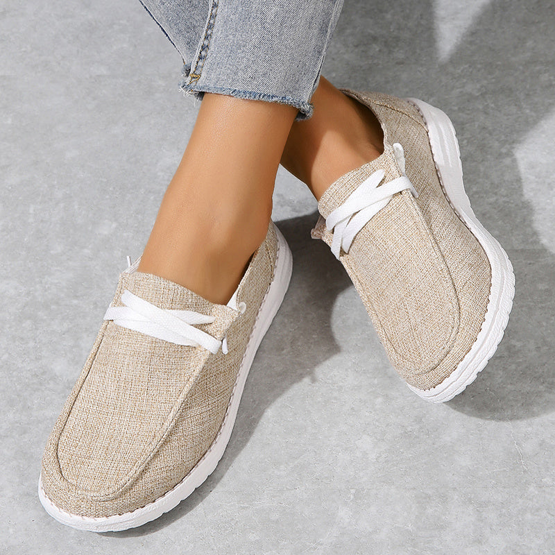 「binfenxie」Women's Lace Up Loafers: Lightweight Canvas Slip Ons for Casual Outdoor Footwear