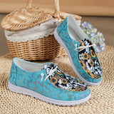「binfenxie」Women's Stylish Sunflower & Cow Print Canvas Shoes - Lightweight & Comfortable Slip Ons!