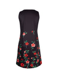 「binfenxie」Floral Print Sleeveless Crew Neck Dress, Party Bodycon Loose Stylish Dress, Women's Clothing