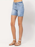 「binfenxie」Light Blue Short Denim Pants, Slim Fit Slash Pockets High-Stretch Denim Shorts, Women's Denim Jeans & Clothing