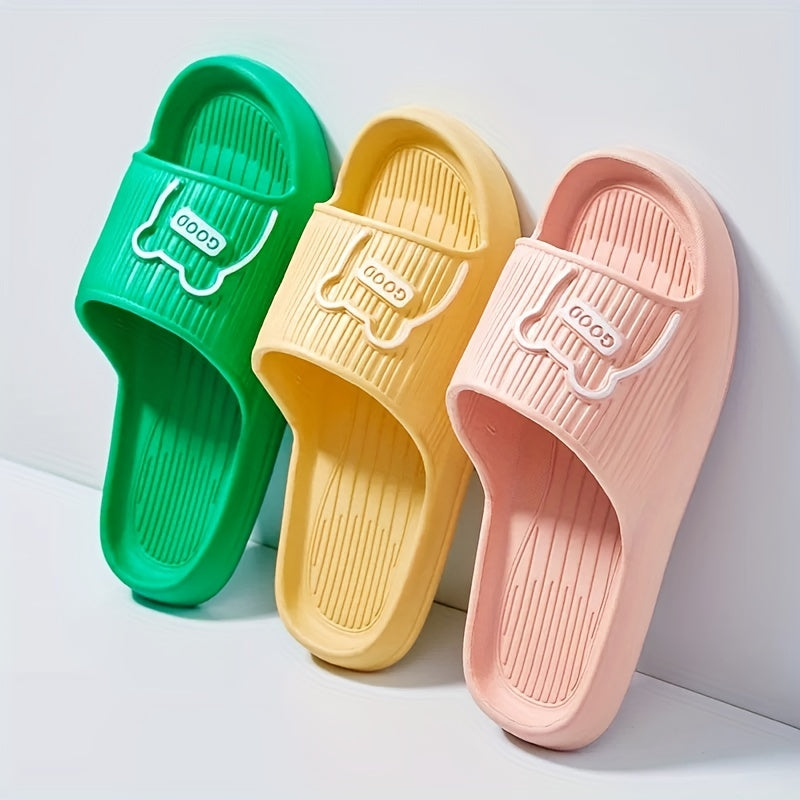 「binfenxie」Step Into Comfort: 1 Pair of Stylish Letter & Cartoon Pattern EVA Slippers