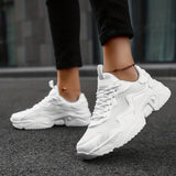 「binfenxie」Women's White Breathable Mesh Sneakers, Comfortable Low Top Lace Up Shoes, Women's Casual Walking Shoes