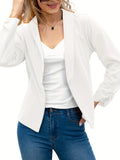 「binfenxie」Elegant Solid Long Sleeve Blazer, Open Front Lapel Blazer, Elegant & Stylish Tops For Office & Work, Women's Clothing
