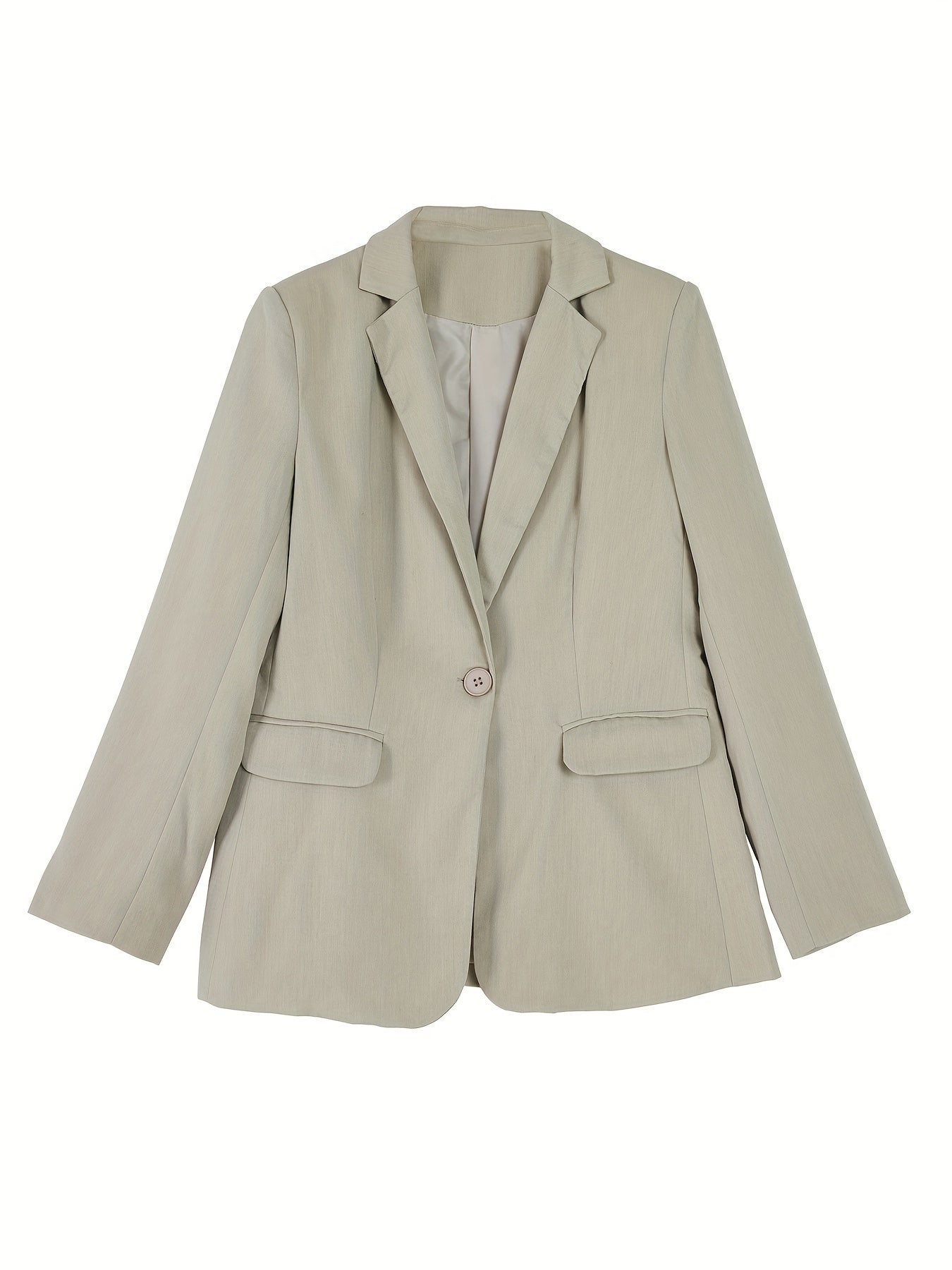 「binfenxie」Solid Lapel Blazer Jacket, Casual Long Sleeve Work Office Outerwear With Pockets, Women's Clothing