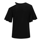 Binfenxie Casual Dew Shoulder T-shirt