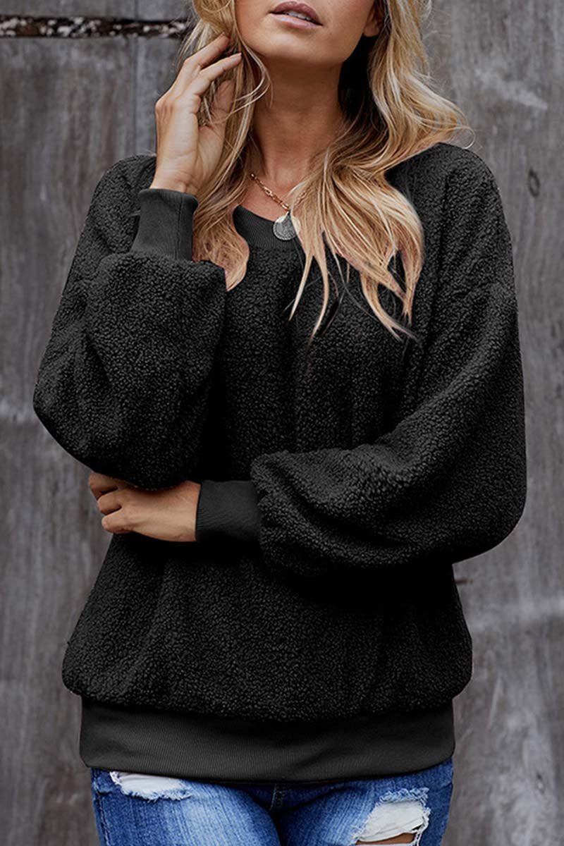 binfenxie Teddy Plush Sweater Casual Tops