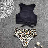 binfenxie Two-Piece High Waist Sexy Leopard Swimsuit(3 colors)