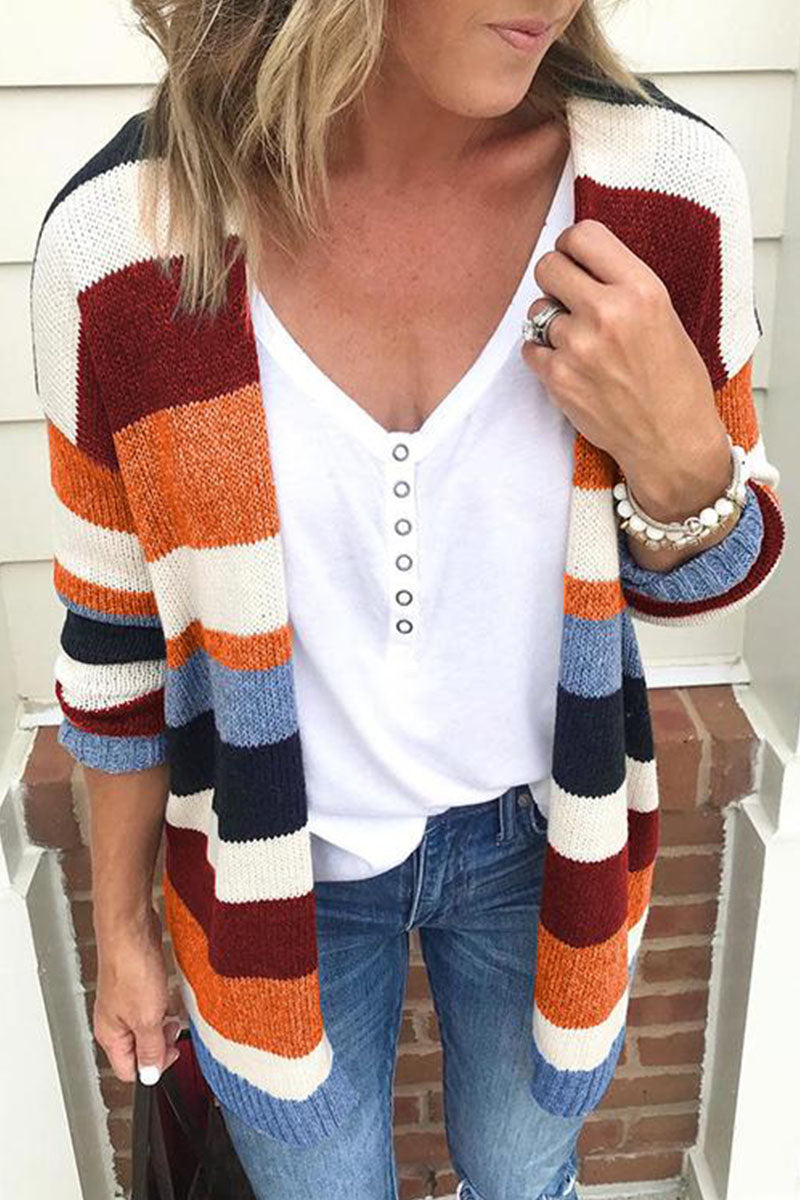 Fashion Street Striped Patchwork Sweaters