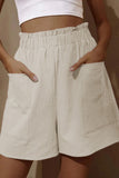 Fashion Casual Solid Pocket Loose High Waist Wide Leg Bottoms