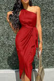 Fashion Celebrities Solid Asymmetrical One Shoulder Pencil Skirt Dresses(7 Colors)
