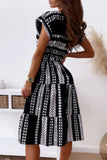 Fashion Elegant Print Patchwork O Neck A Line Dresses
