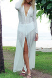 Fashion Simplicity Solid See-through Swimwears Cover Up